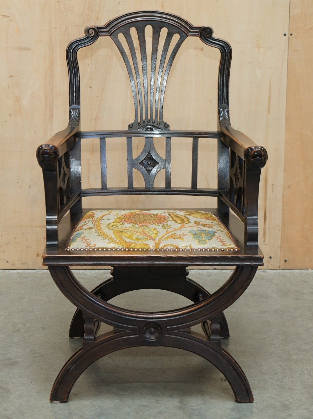 One Of A Kind 1888 Dated Hand Carved Armchair Made From 3000 Year Old Timber photo vinterior