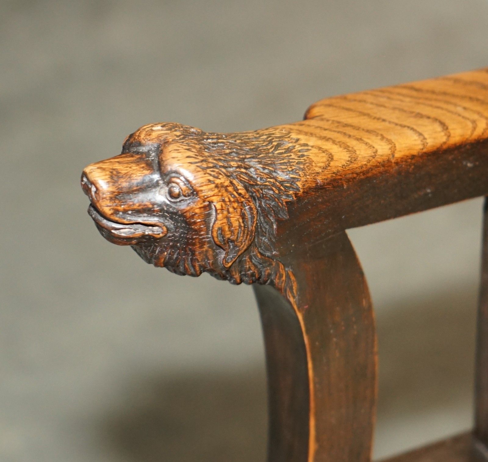 Furniture One Of A Kind 1888 Dated Hand Carved Armchair Made From 3000 Year Old Timber photo