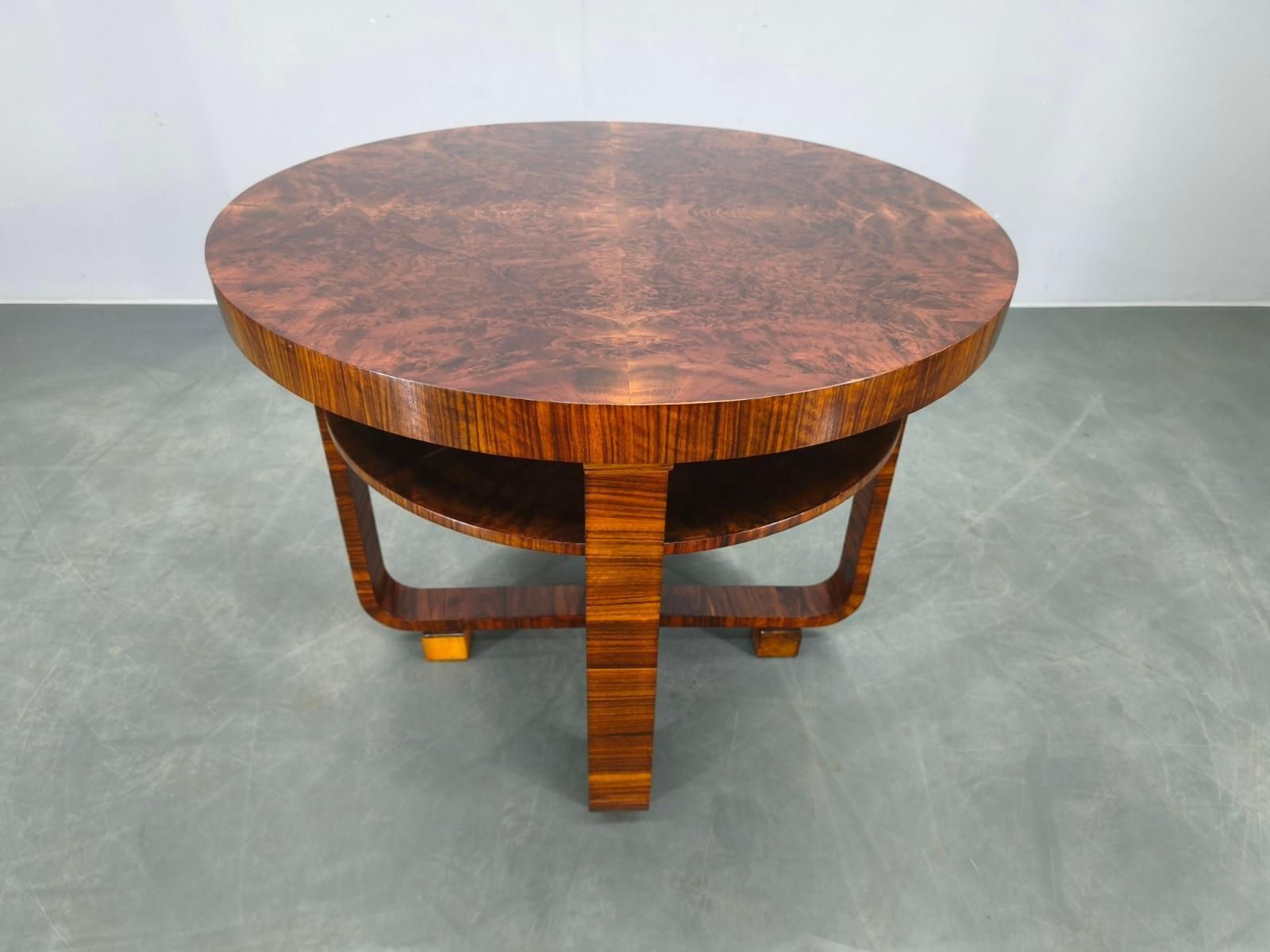 Art Deco Walnut Veneer Coffee Table, Czechoslovakia, 1930s photo furniture