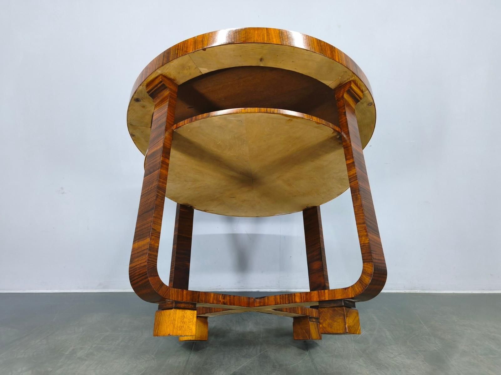 photo vinterior Art Deco Walnut Veneer Coffee Table, Czechoslovakia, 1930s