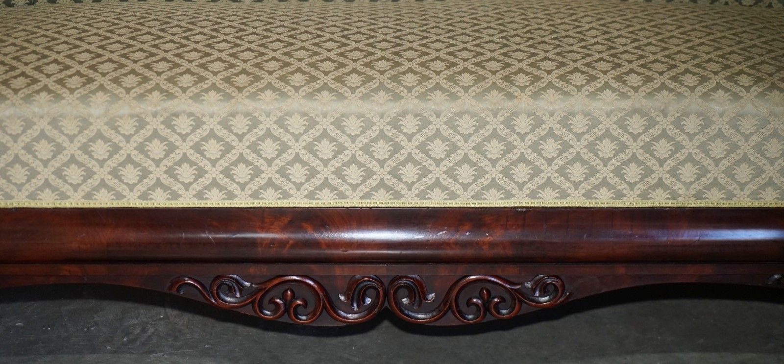 14950.0 Restored Flamed Mahogany Lion Carved Antique William IV Sofa Cupboard Lock Arms photo