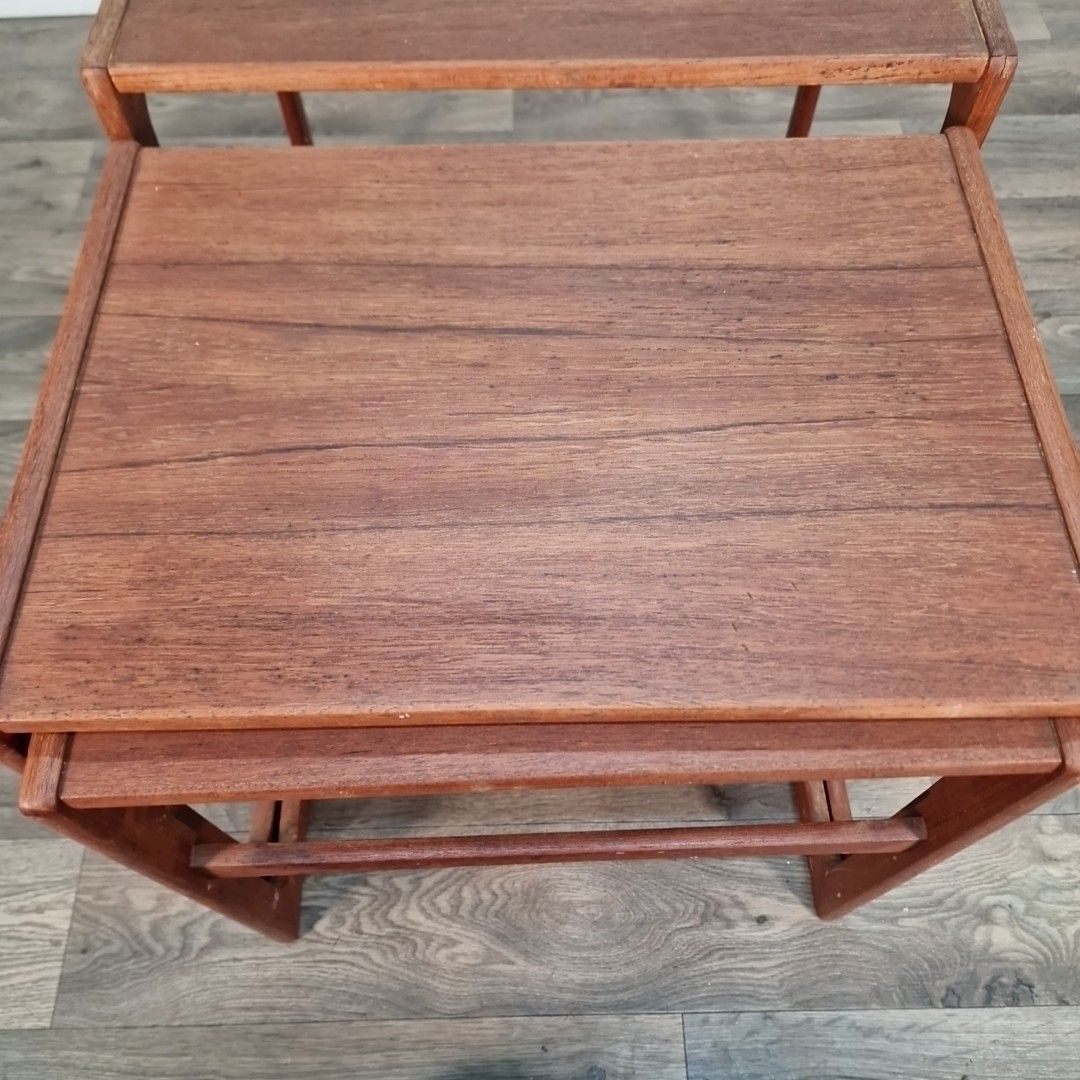 Vintage Nest Of Tables Mid Century Teak  Scandi Retro Side Nesting Tables Mcm photo vintage