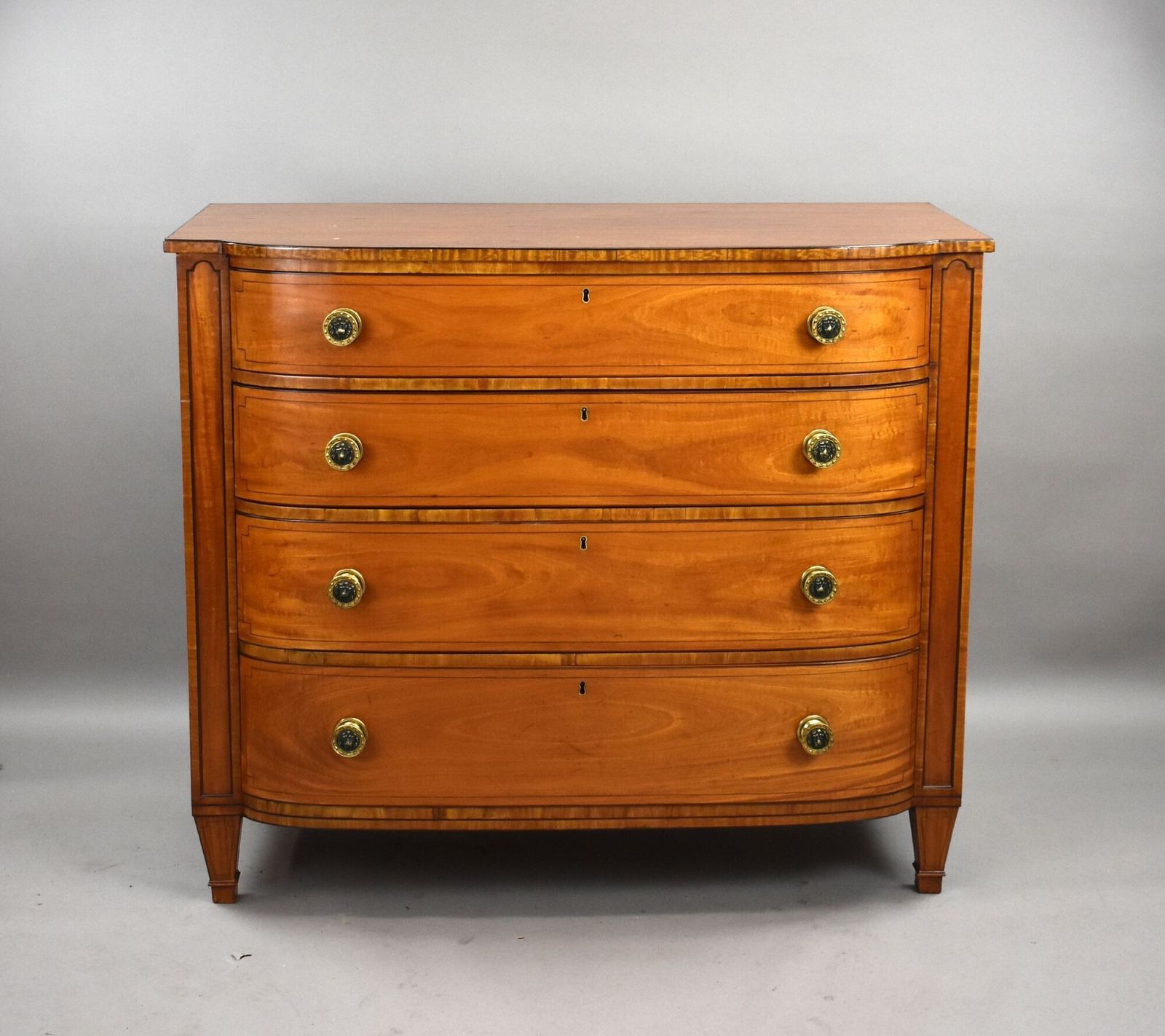 Regency Satinwood Bow Front Chest photo for sale