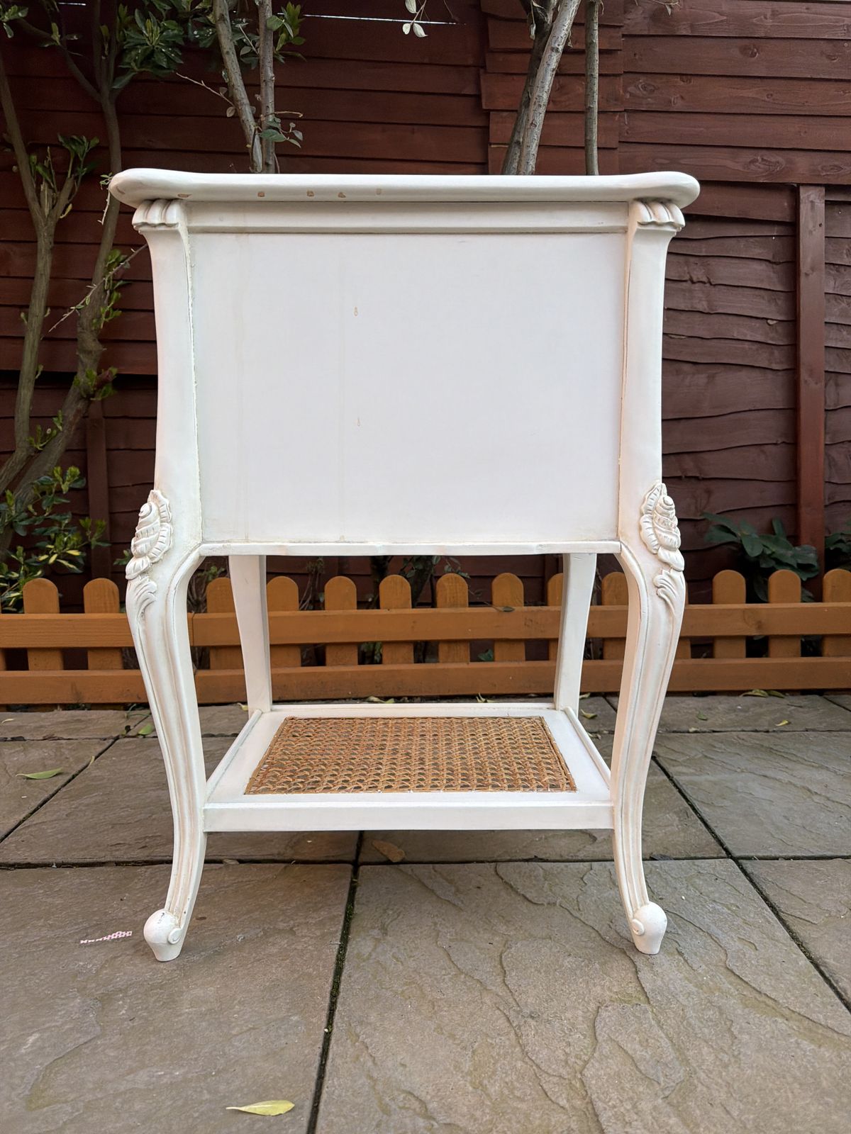 Furniture Beautiful Coach House Provence French Style 2 Draw White Bedside Table With Rattan – Superb Condition – £334 photo