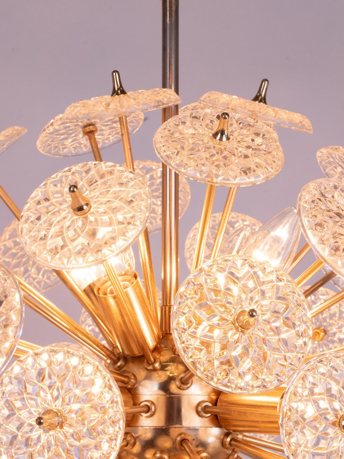 Mid Century Modernist Floral Sputnik Chandelier By Val Saint Lambert 1960’s photo vintage
