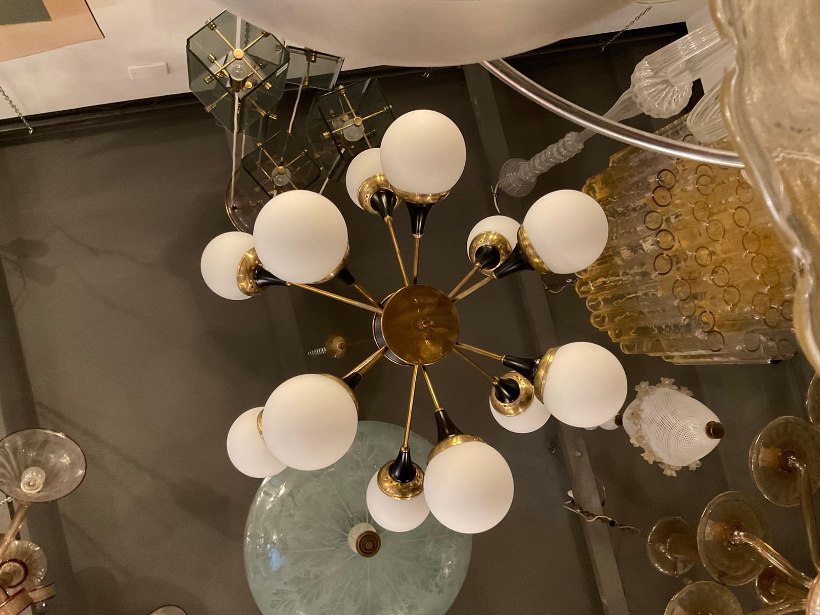 Stilnovo   12 Light Chandelier   Made In Italy 1950s photo Lighting