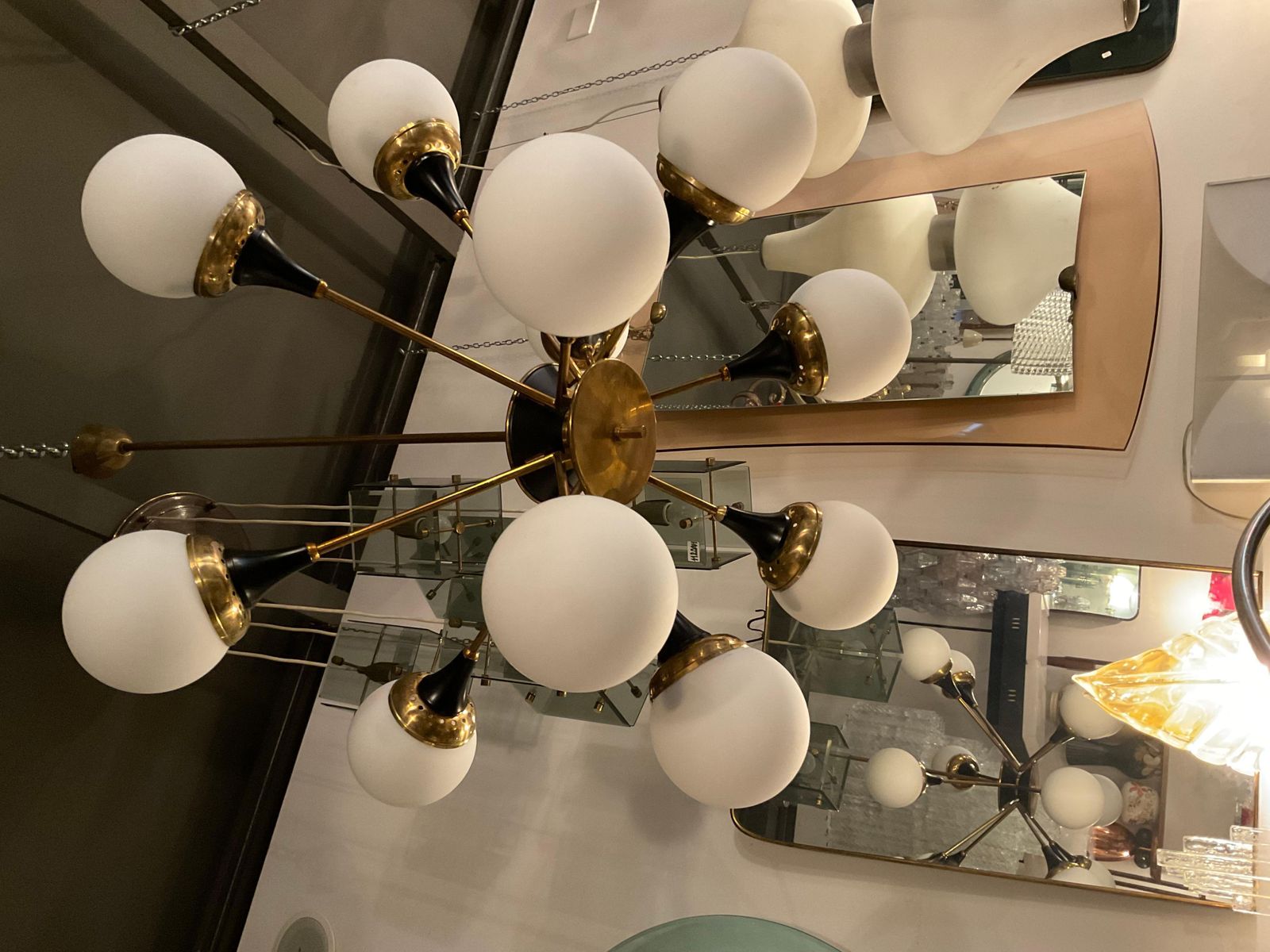 Stilnovo   12 Light Chandelier   Made In Italy 1950s photo vinterior