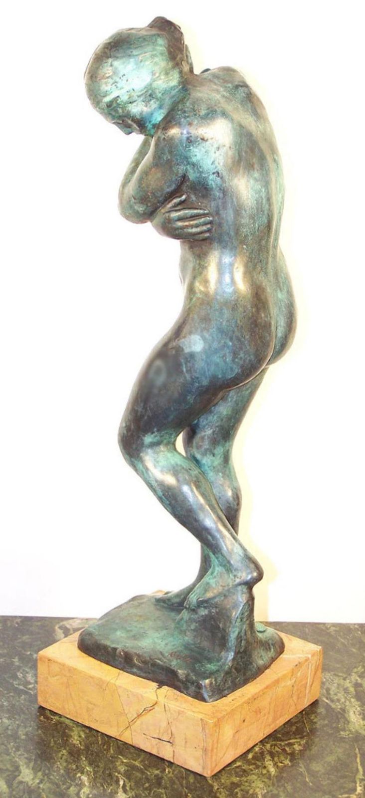 20th Century Art Nouveau Green Patinated Bronze Eve Sculpture photo for sale