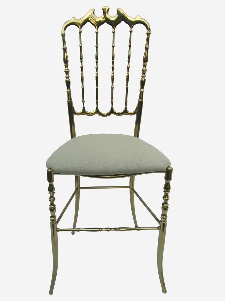 Italian Side Chair In Golden Brass By Giuseppe Gaetano Descalzi For Chiavari, 1950s