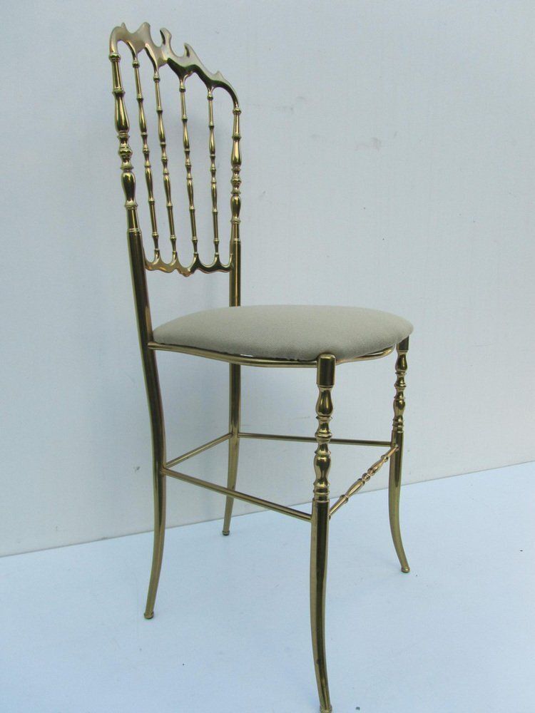 Italian Side Chair In Golden Brass By Giuseppe Gaetano Descalzi For Chiavari, 1950s photo furniture