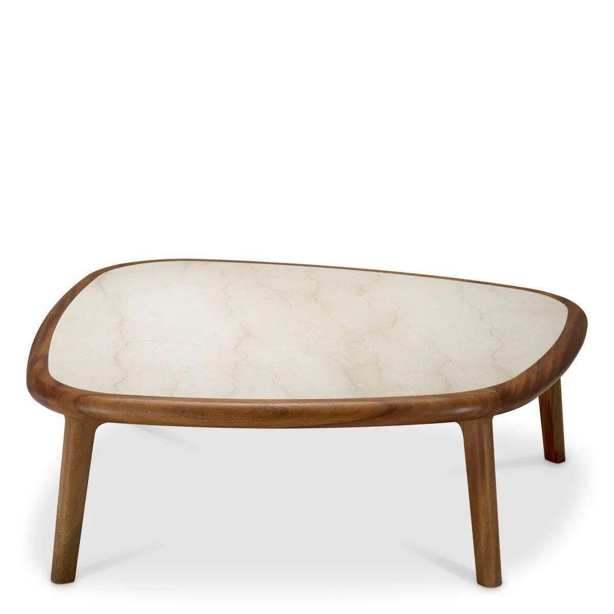 Wooden Coffee Table With Caramel Coloured Wood Finish And Beige Marble Top photo Furniture
