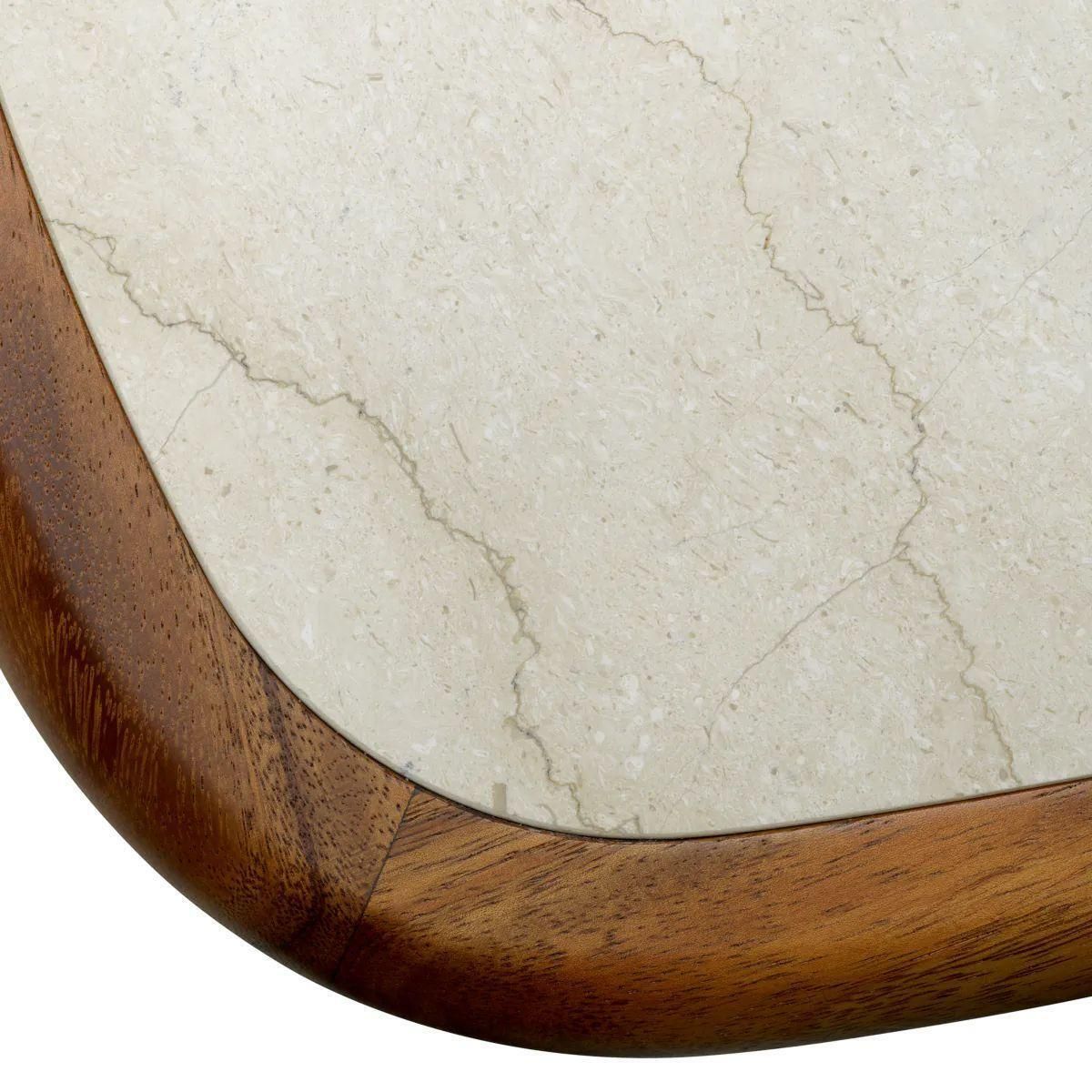 photo furniture Wooden Coffee Table With Caramel Coloured Wood Finish And Beige Marble Top