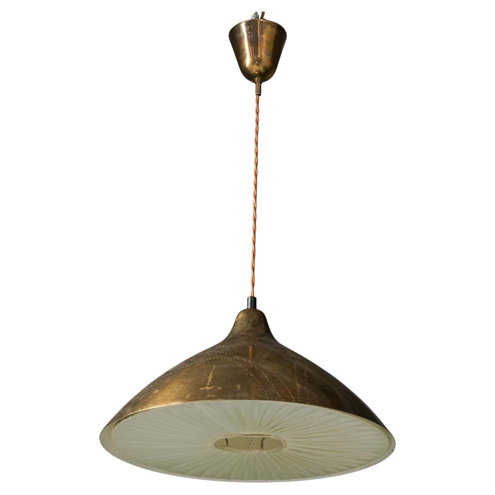 Scandinavian Modern Brass Pendant, Lisa Johansson Pape, Orno Oy, 1940/1950s photo furniture