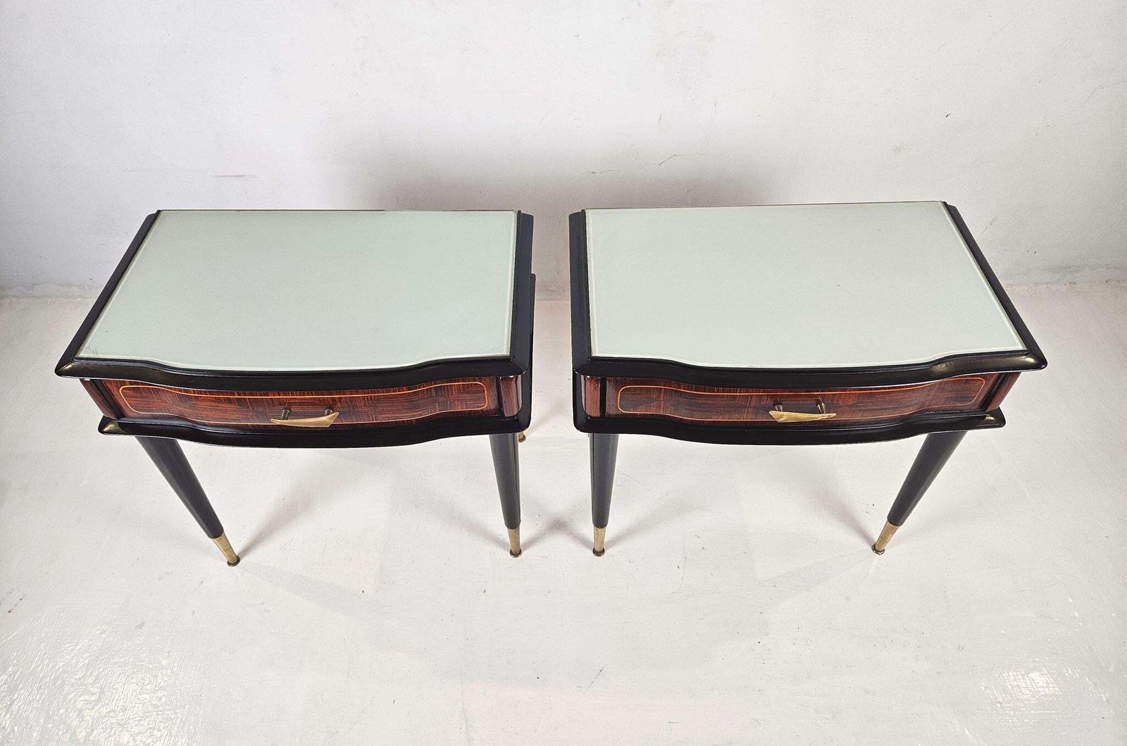 Pair Of Mid Century Italian Nightstands 1950's photo vinterior