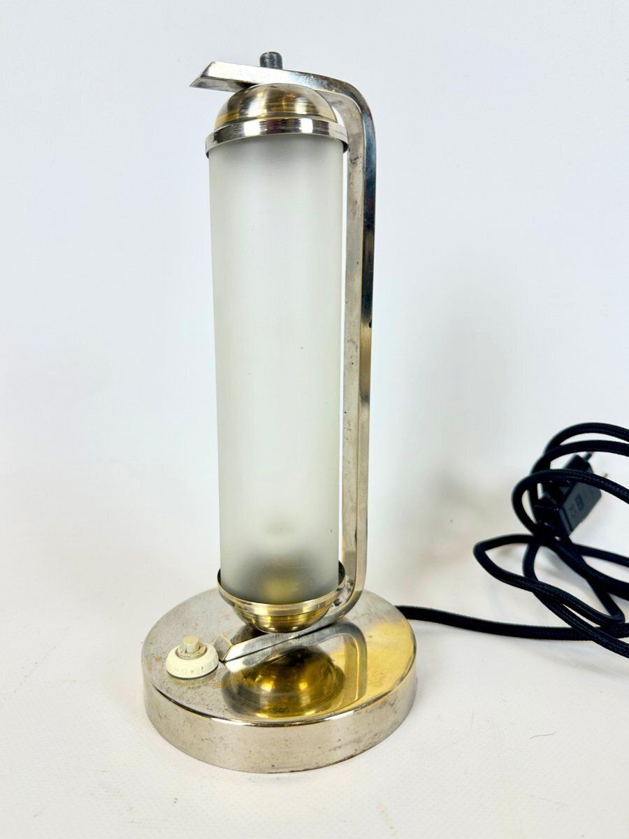 Bauhaus Nickel Plated Tubular Table Lamp From Elma Weimar, 1930s