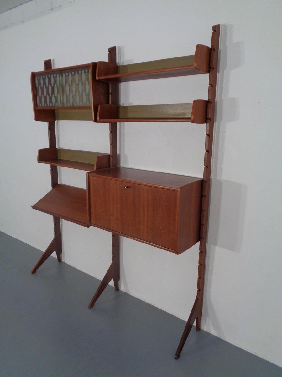 Ergo Teak Wall Shelving Unit By John Texmon Einar Blindheim For Blindheim, Norway, 1950s, Set Of 9 photo 2435.0