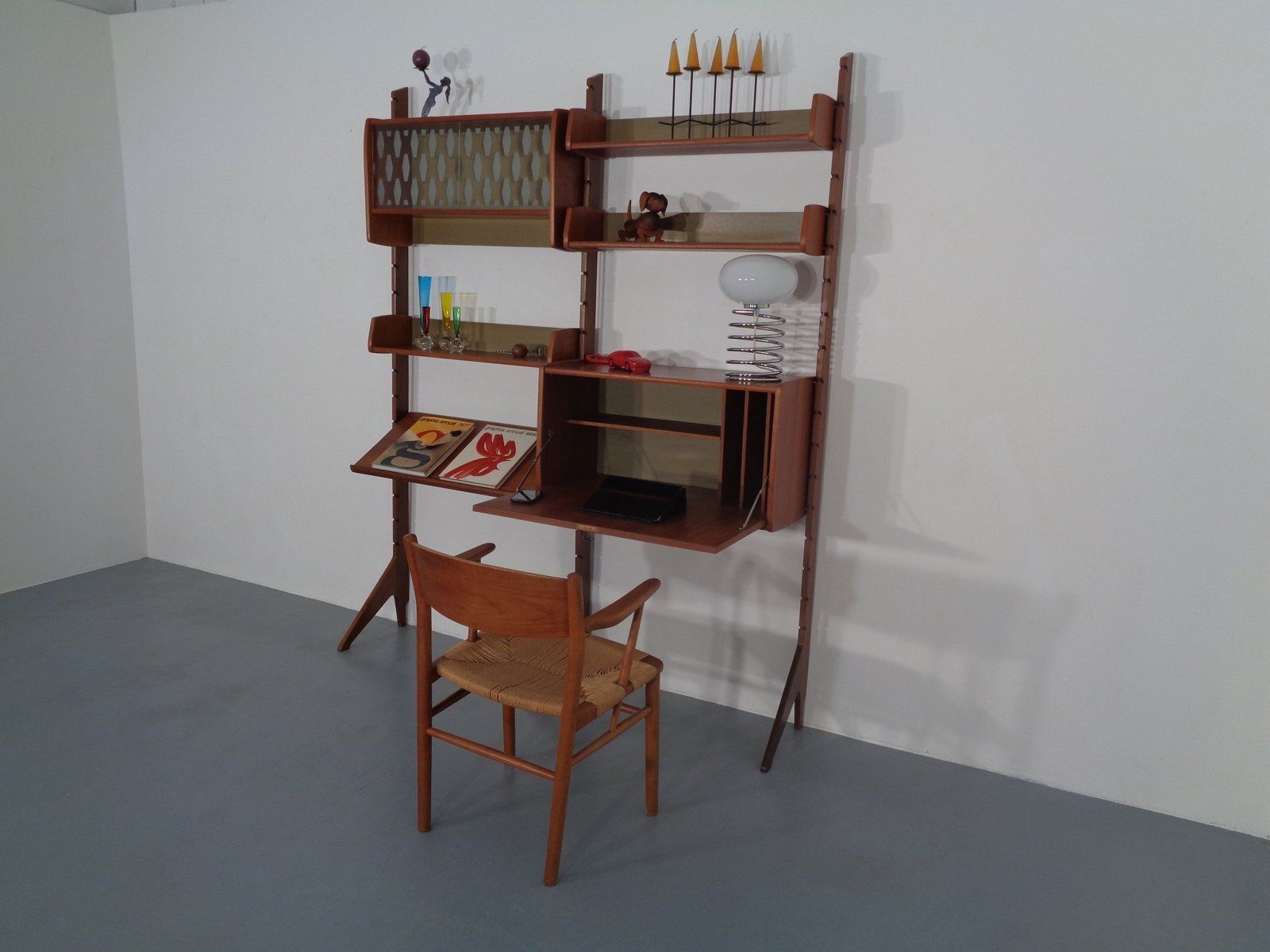 Ergo Teak Wall Shelving Unit By John Texmon Einar Blindheim For Blindheim, Norway, 1950s, Set Of 9 photo vinterior