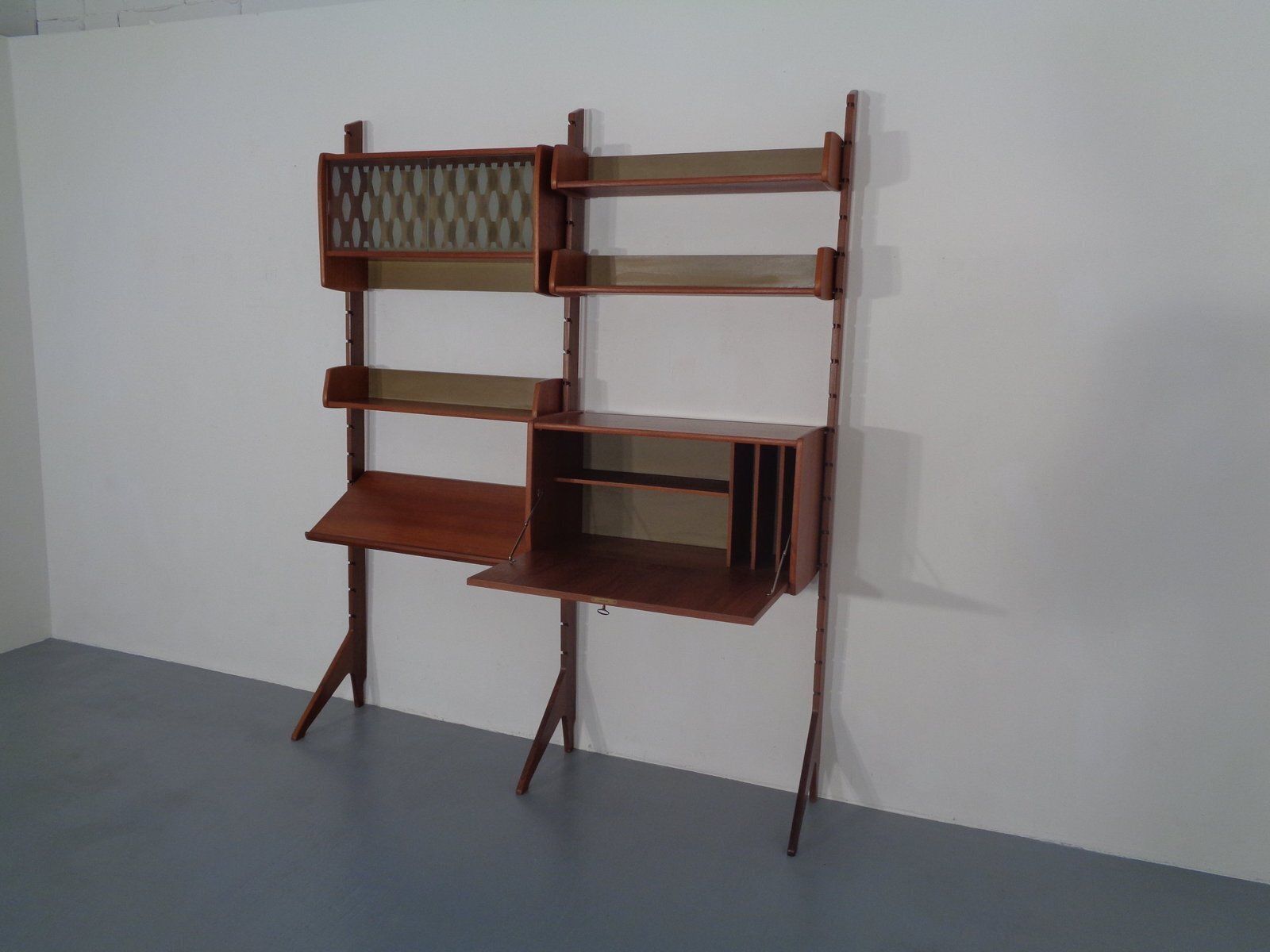 photo furniture Ergo Teak Wall Shelving Unit By John Texmon Einar Blindheim For Blindheim, Norway, 1950s, Set Of 9