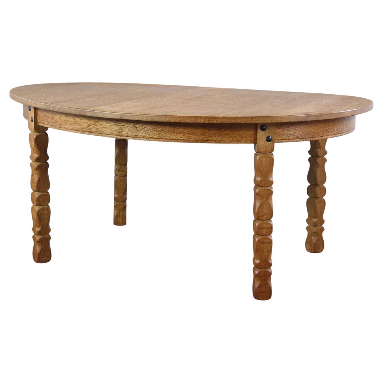 Vintage Oval Danish Oak Dining Room Table, H. Kjærnulf Style, 1960s