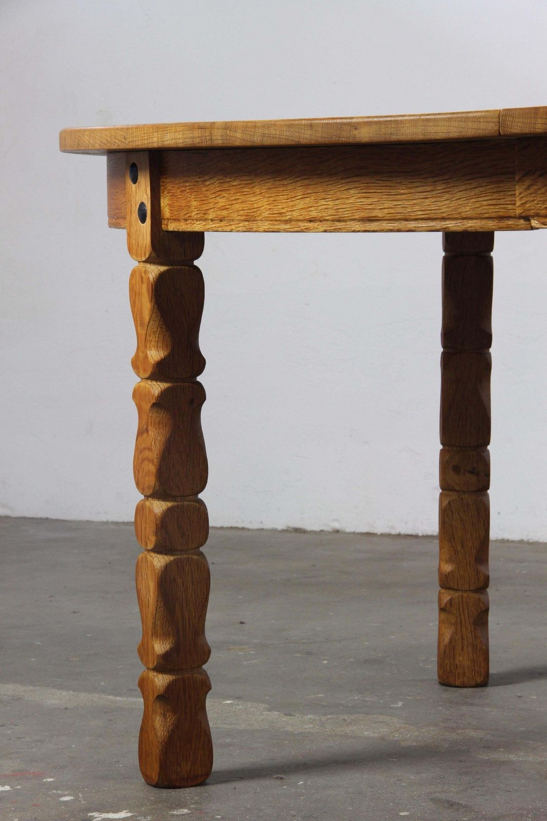 Vintage Oval Danish Oak Dining Room Table, H. Kjærnulf Style, 1960s photo vintage