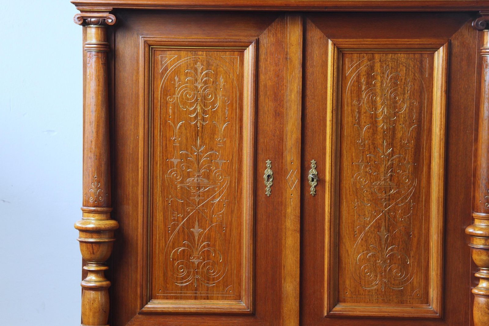 photo furniture Vintage Antique Danish Solid Mahogany Wood Cabinet, 1890s