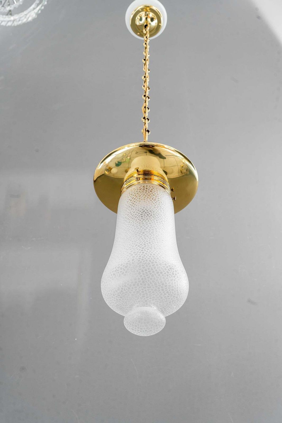 Art Deco Hanging Pendant With Original Glass Shade Vienna Around 1920s photo vintage