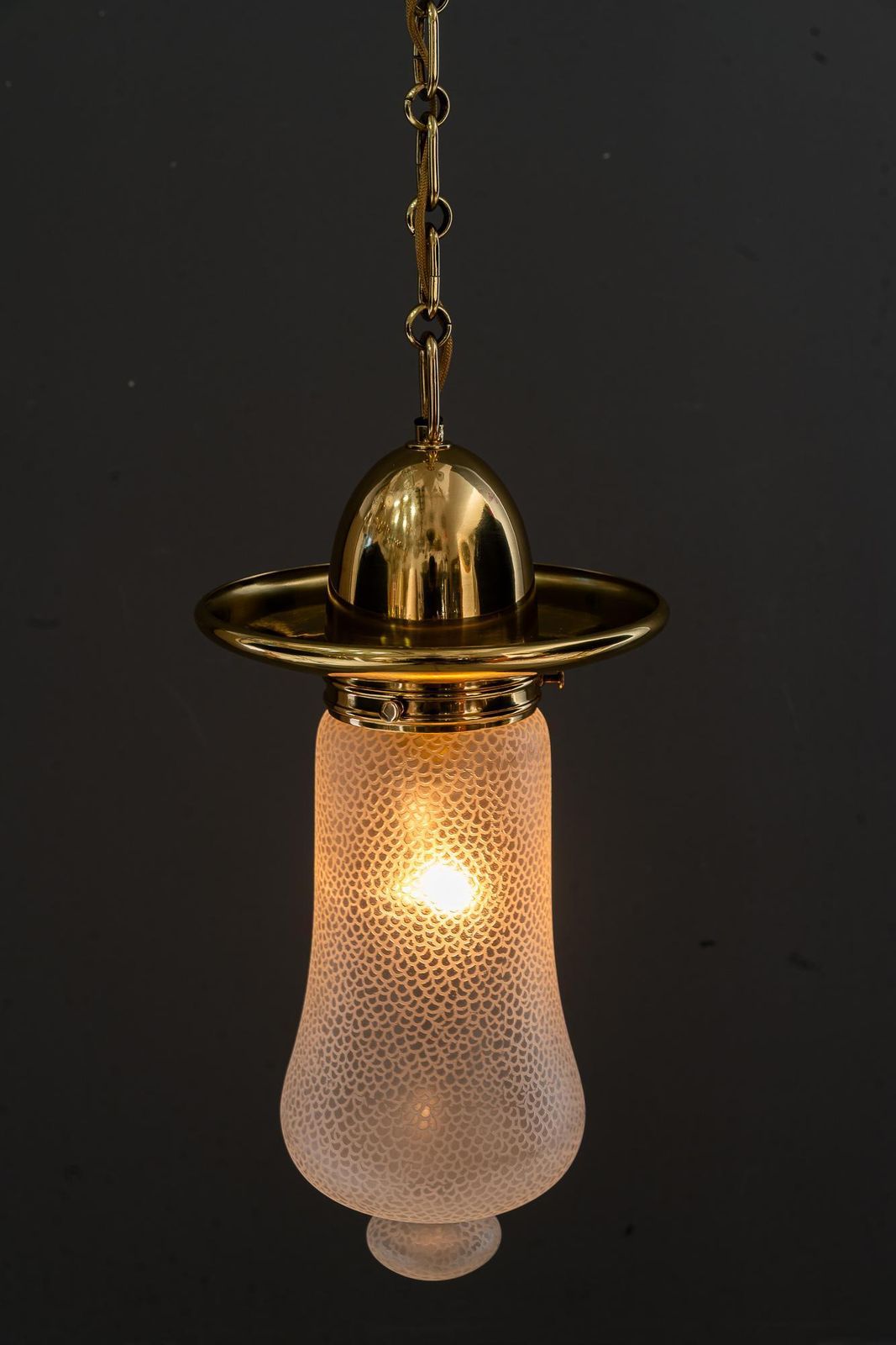 Lighting Art Deco Hanging Pendant With Original Glass Shade Vienna Around 1920s photo