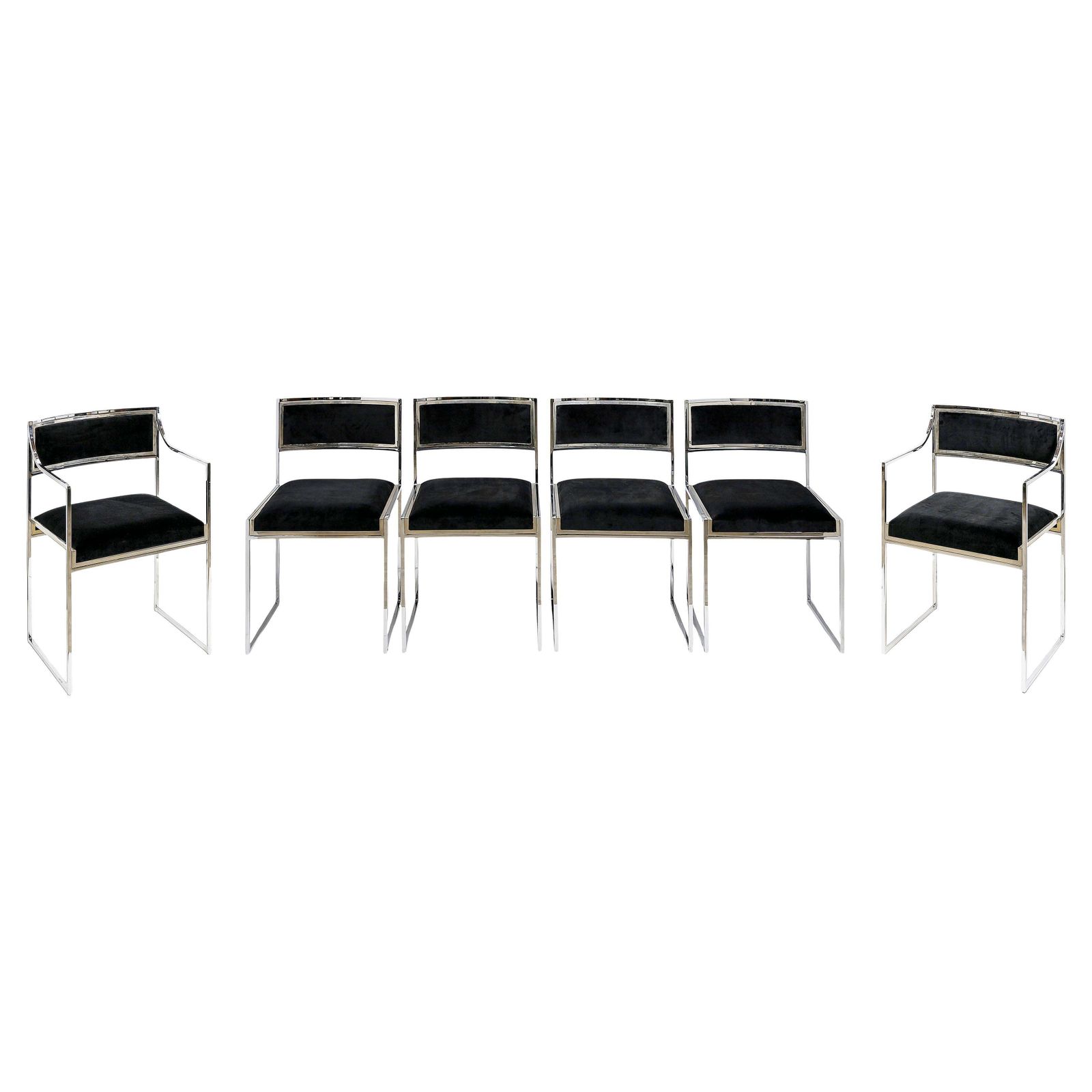 Set Of 6 Pcs. Mid Century Italian Chrome Chairs By Willy Rizzo