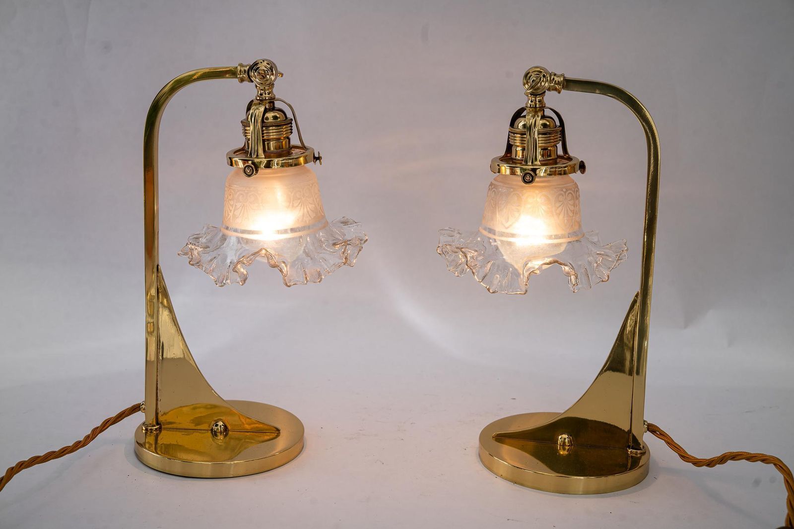 photo buy 2x Art Deco Table Lamps With Original Antique Glass Shades Vienna Around 1920s