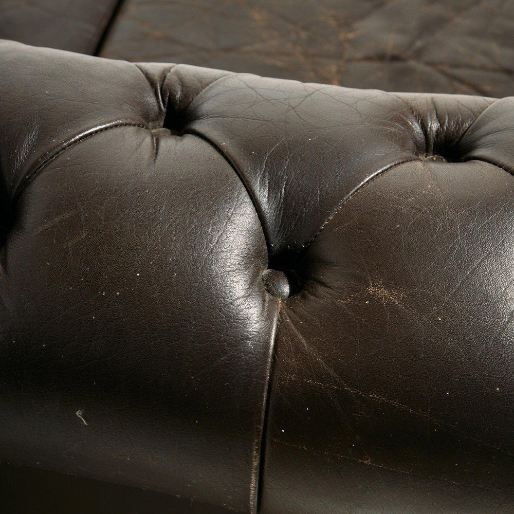 Chesterfield Leather Sofa Set, 1970s, Set Of 3 photo vintage