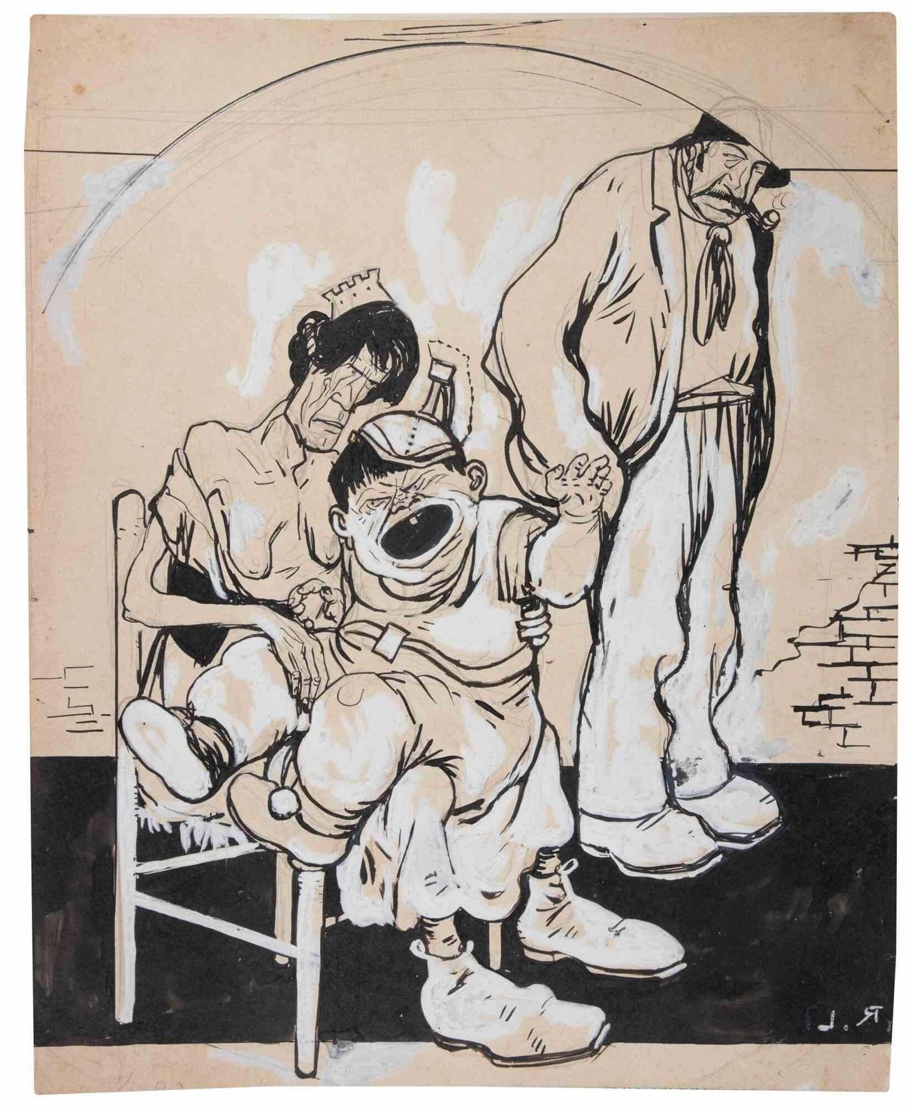 Gabriele Galantarathe Child's Tantrum   Drawing By Gabriele Galantara   Early 20th Centuryearly 20th Century photo furniture