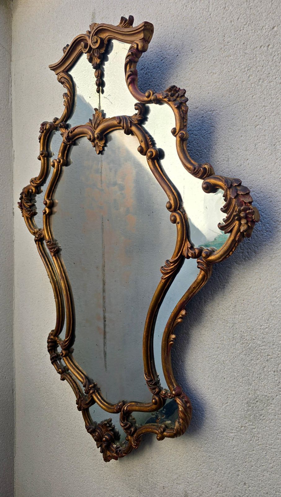 Large Italian Rococo Revival Carved Giltwood Mirror, Late 19th Century photo 3439.0