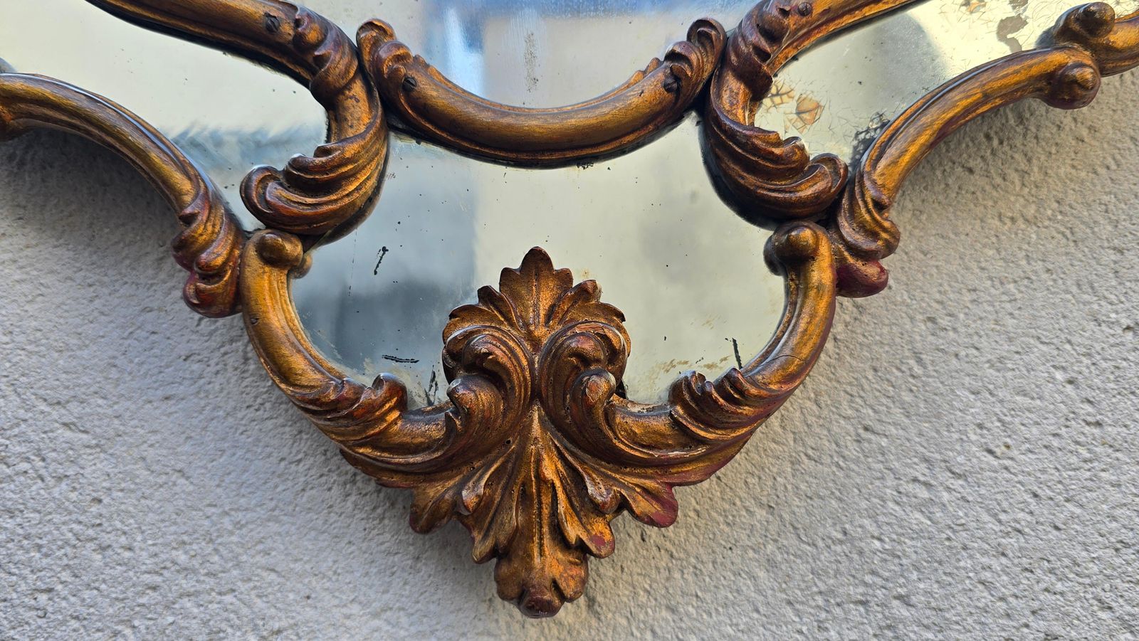 Home Decor Large Italian Rococo Revival Carved Giltwood Mirror, Late 19th Century photo