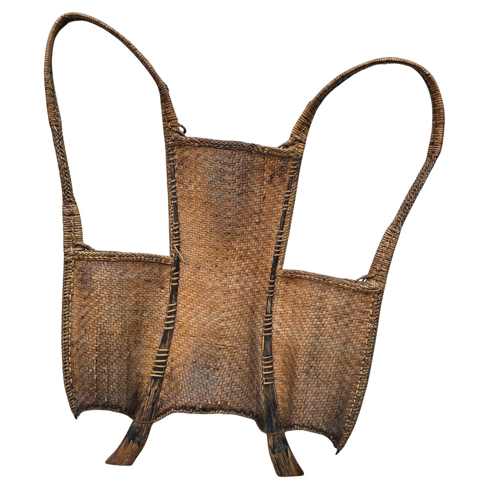 19th Century Southeast Asian Tribal Backpack Basket, Likely Northern Vietnam