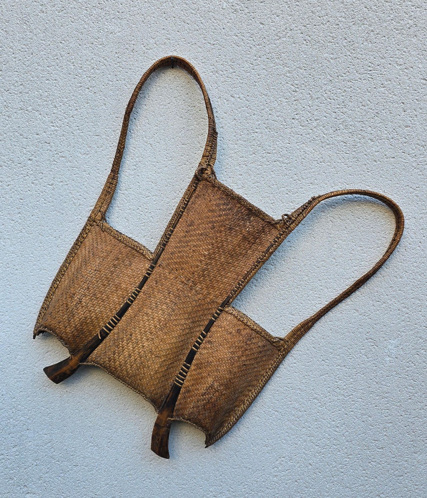 19th Century Southeast Asian Tribal Backpack Basket, Likely Northern Vietnam photo vinterior