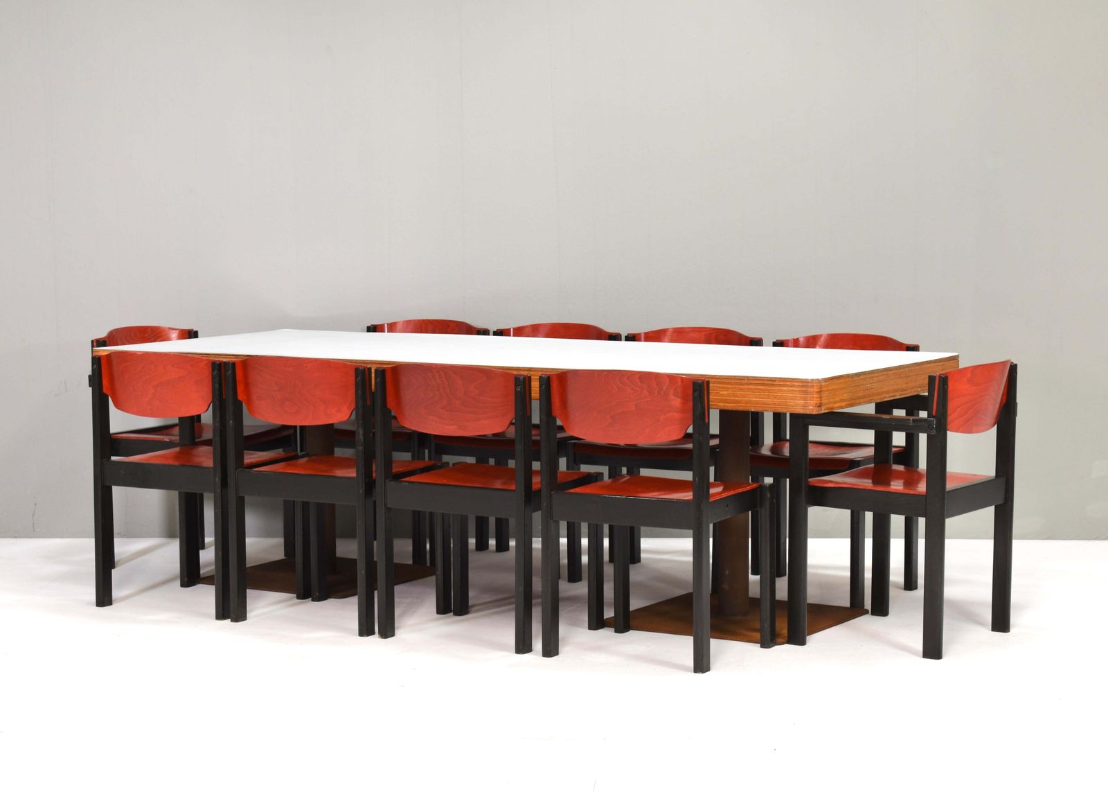 14x Italian Postmodern Stacking Chairs In Sottsass Memphis Style   Italy, 1970's photo for sale