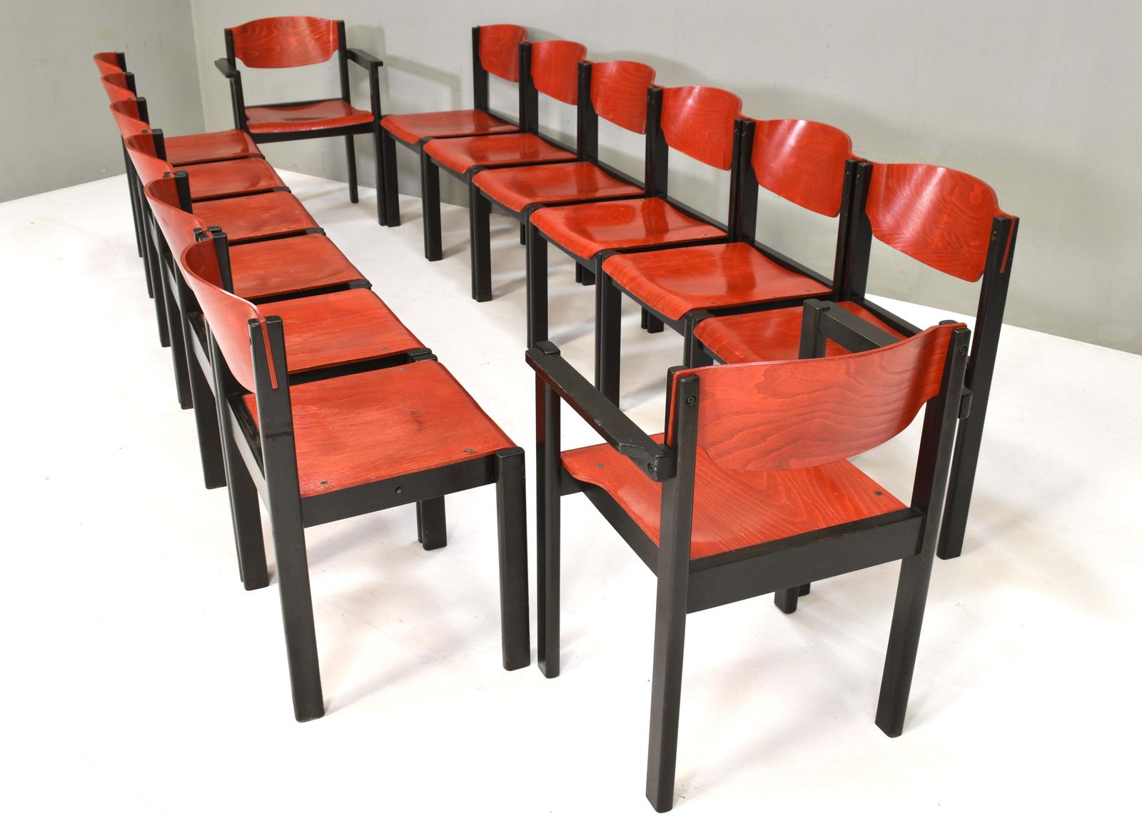 14x Italian Postmodern Stacking Chairs In Sottsass Memphis Style   Italy, 1970's photo 5495.0