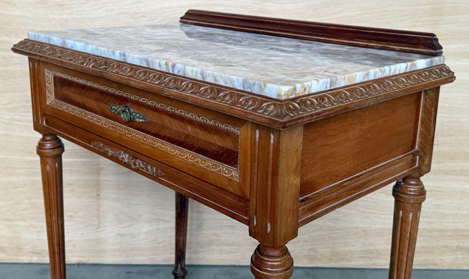 Early 20th Century French Carved Wood Nightstands, 1940s, Set Of 2 photo vintage