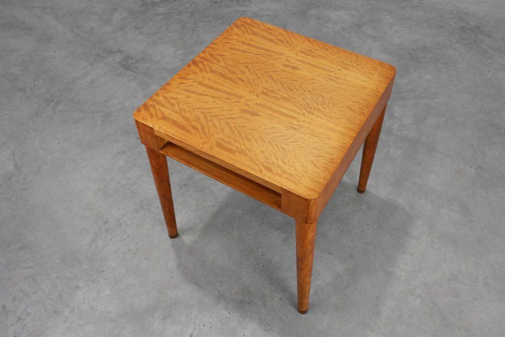 photo for sale Art Deco Birch‑Veneered Side Table With Drawer, France, 1920s