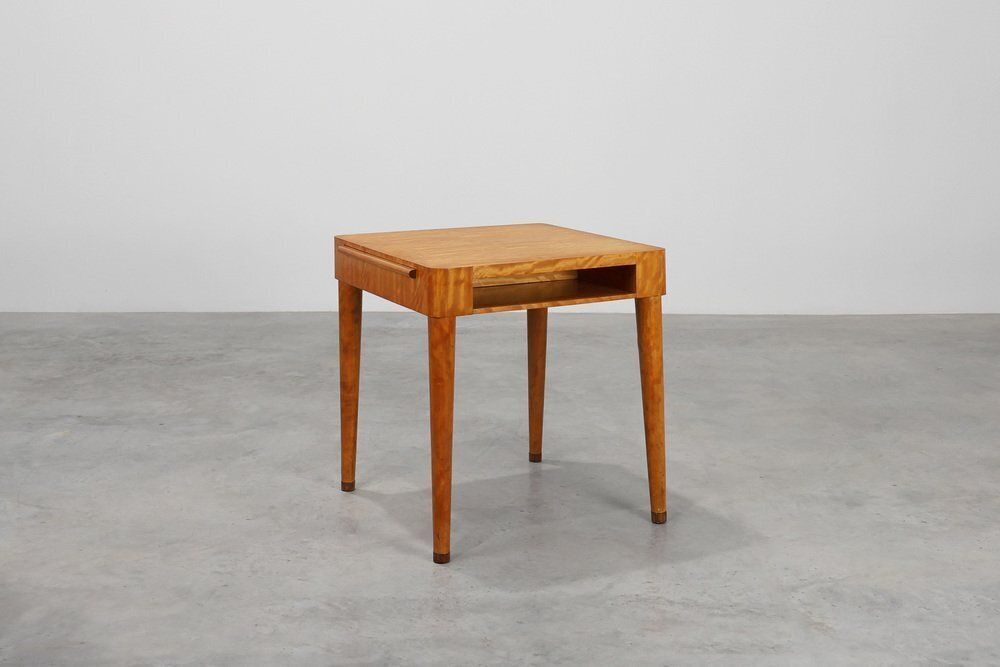 2087.0 Art Deco Birch‑Veneered Side Table With Drawer, France, 1920s photo