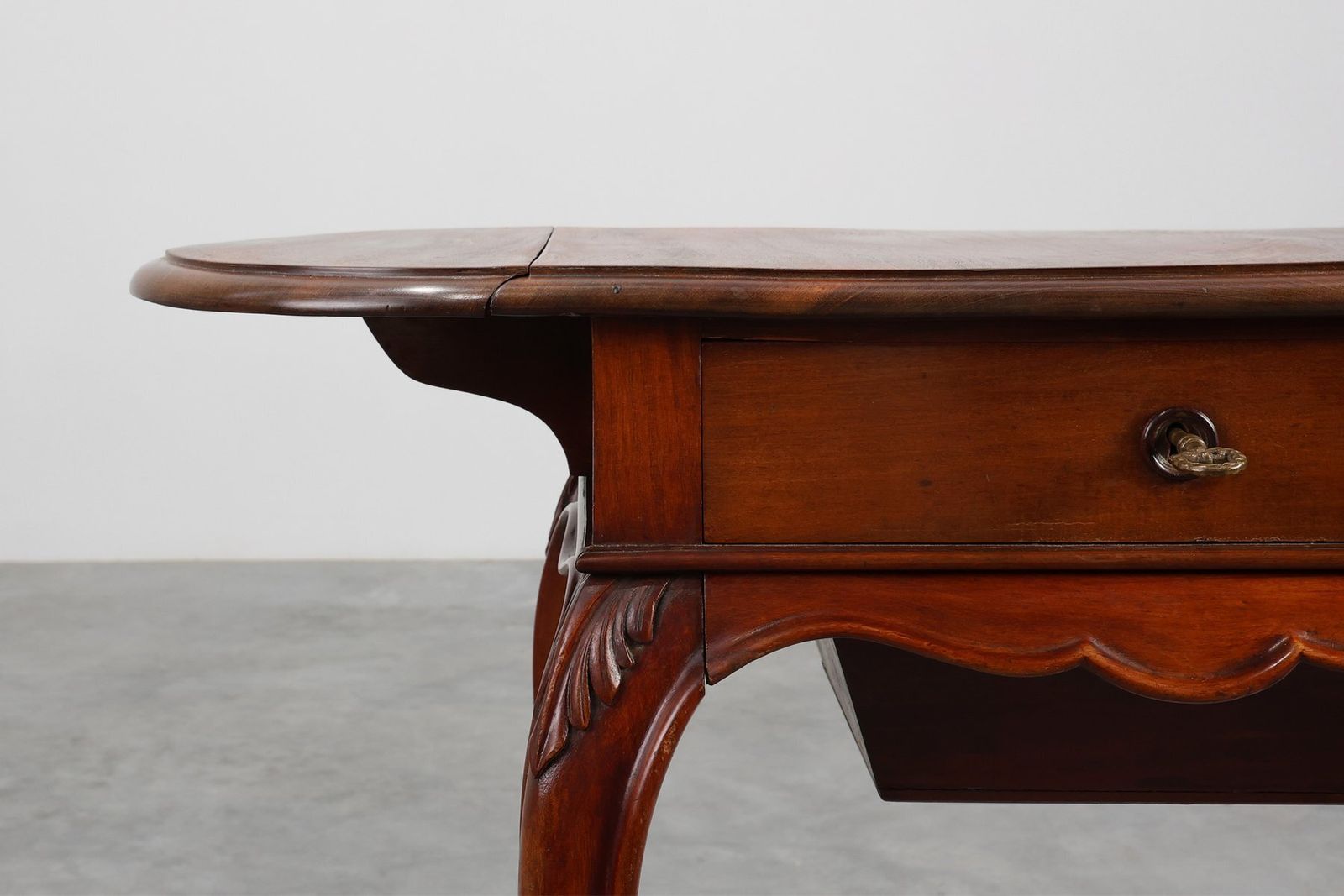 French Louis XV Style Walnut Side Table With Drawer And Side Leaves photo Furniture