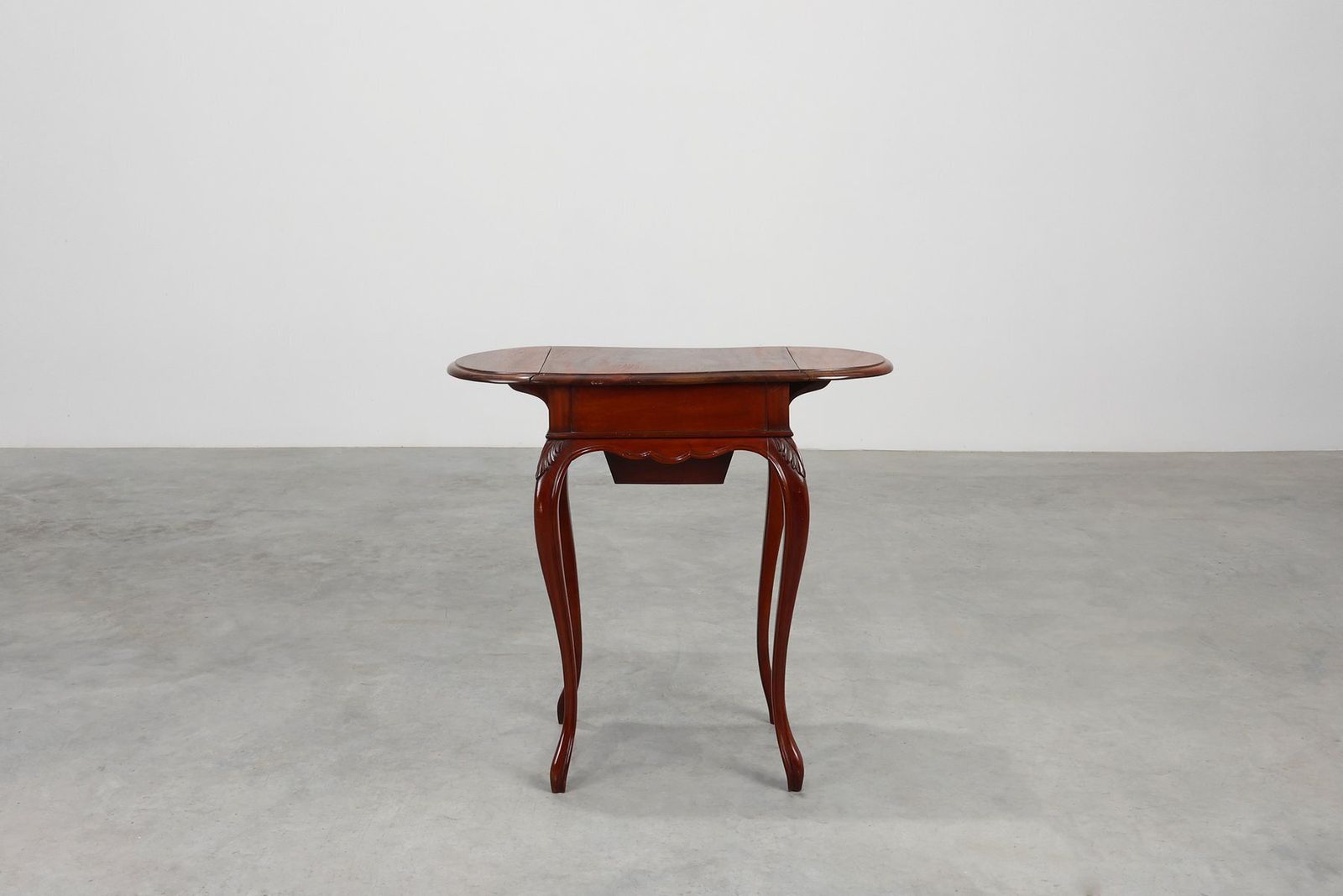 French Louis XV Style Walnut Side Table With Drawer And Side Leaves photo vinterior