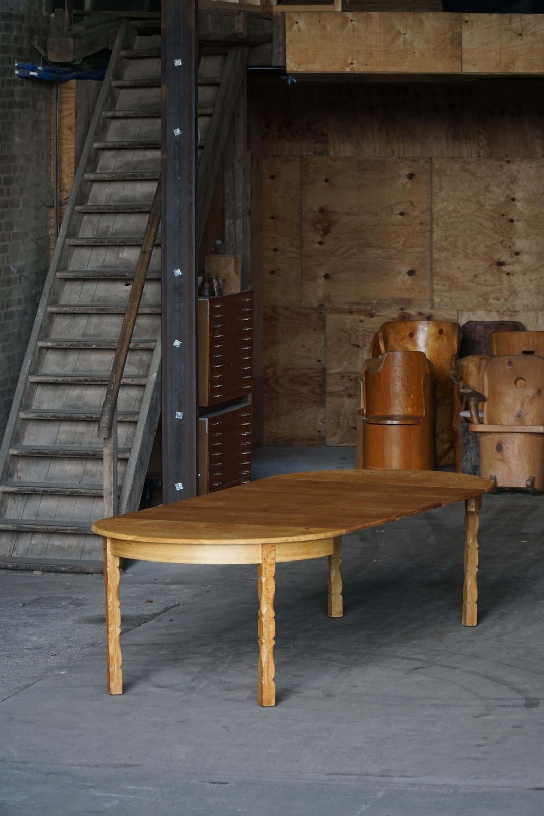 Mid Century Round Oak Dining Table With Three Extensions, Danish Modern, 1960s photo 1895.0