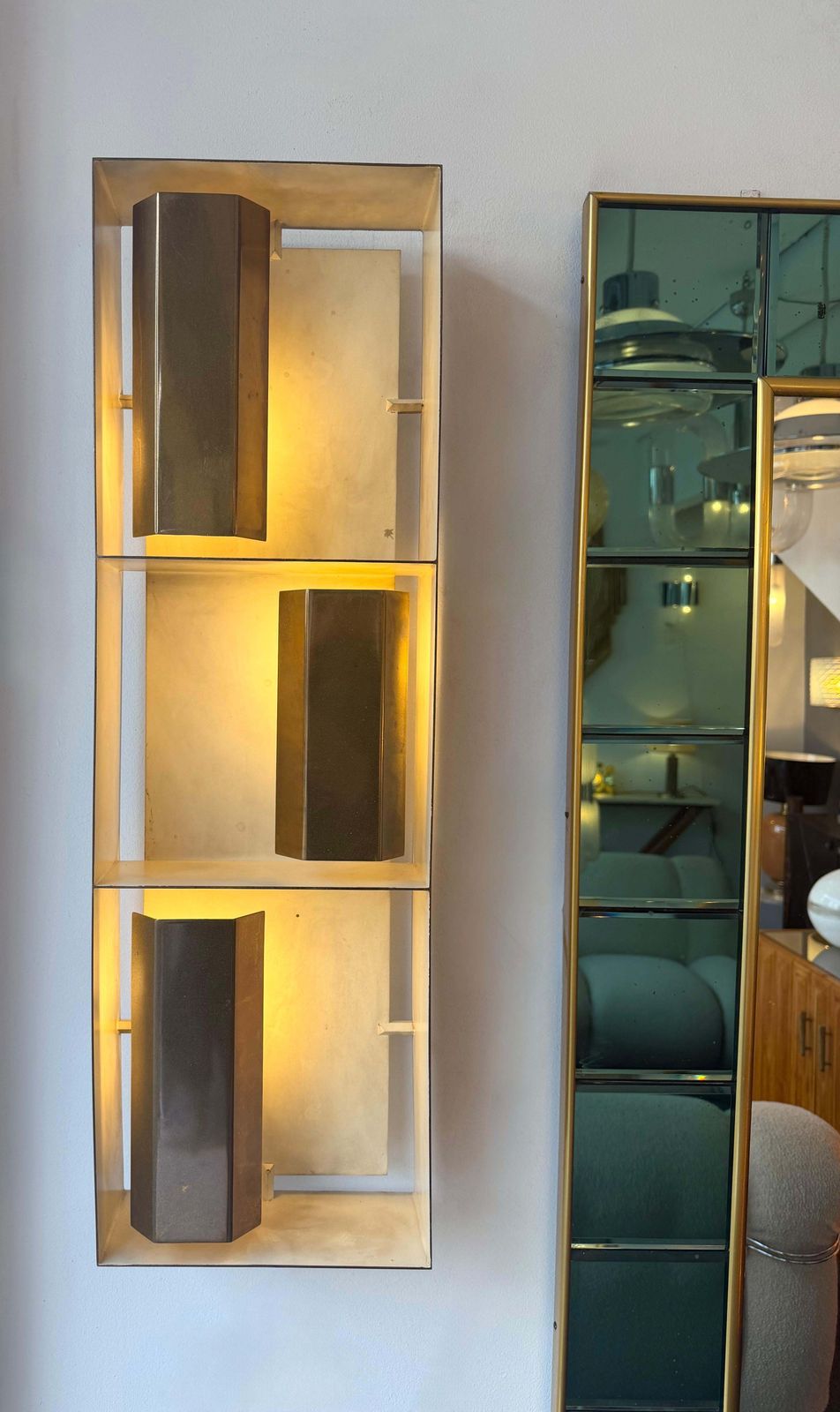Pair Of Brass Sconces "Finestra" 12664 By Gio Ponti For Arredoluce. Italy, 1950s photo buy
