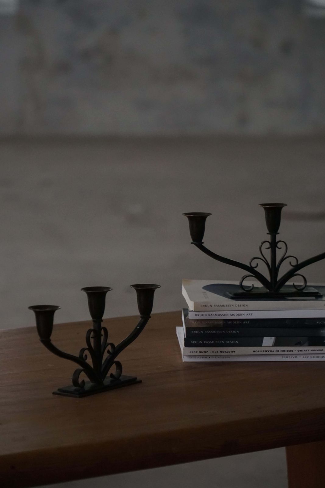 Early 20th Century, Pair Of Art Deco Danish Metal Three Arm Candelabra, 1930s photo buy