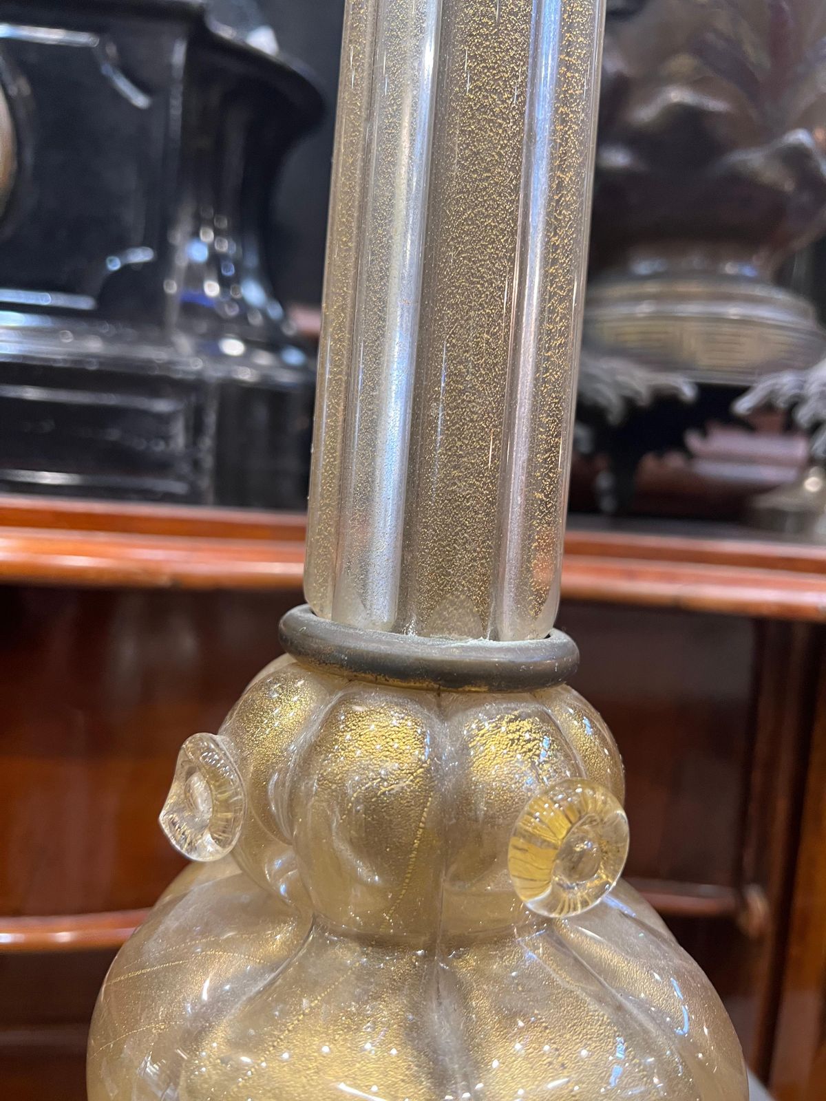 Extraordinary Floor Lamp In Precious Gold Murano Glass photo vinterior