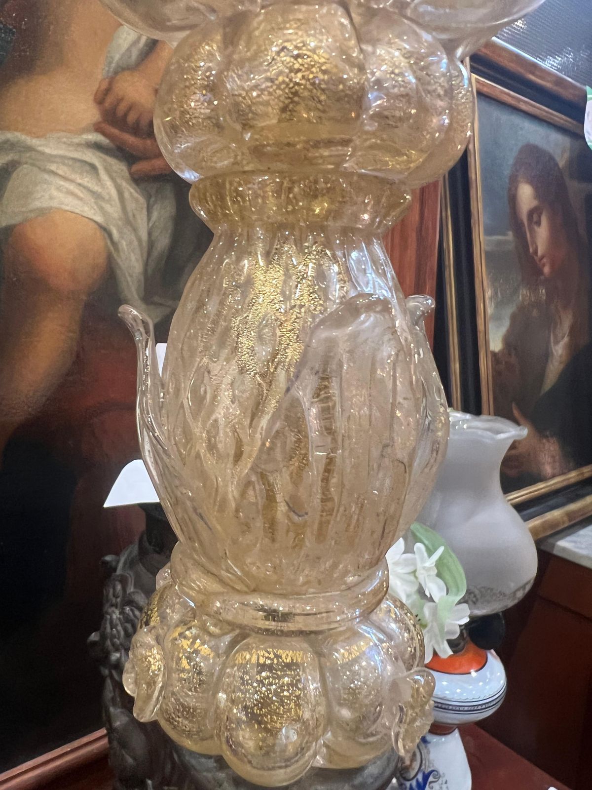 photo vintage Extraordinary Floor Lamp In Precious Gold Murano Glass