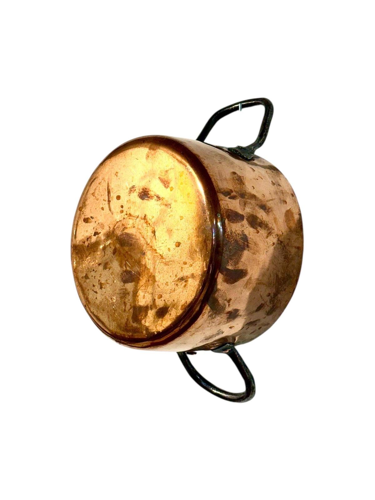 19th Century Antique French Copper Stock Pot With Iron Handles photo for sale
