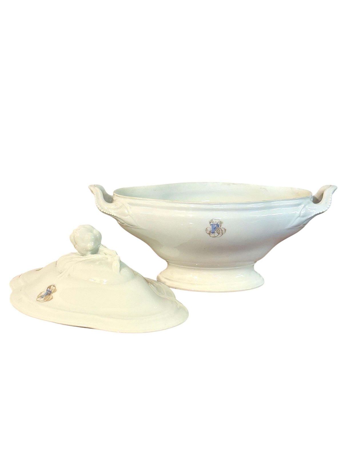 19th Century Large French Porcelain Tureen, Blanc Marseille photo 788.0