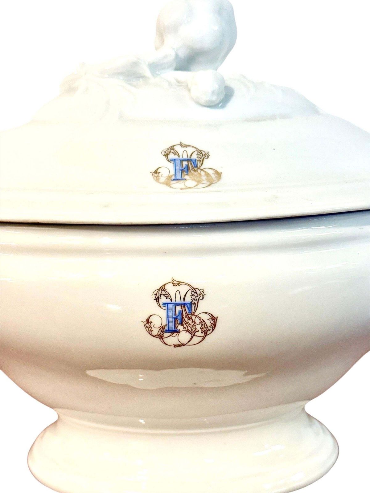 photo for sale 19th Century Large French Porcelain Tureen, Blanc Marseille